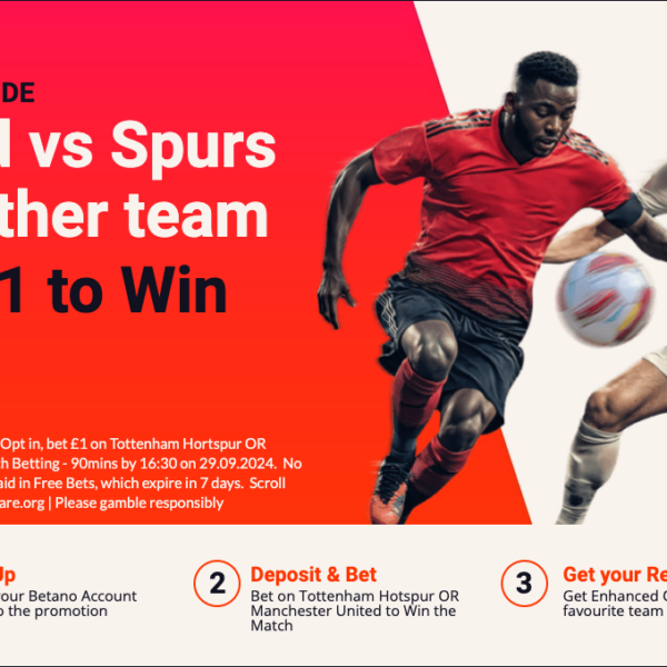 Betano Sign-Up Offer: Get 40/1 On Either Team To Win in Manchester Utd vs Spurs